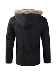 Men's Fleece Windbreaker Parka Jacket Fur Hoodie