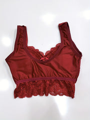 Lace Decor Sports Bra No Steel Ring Anti sagging