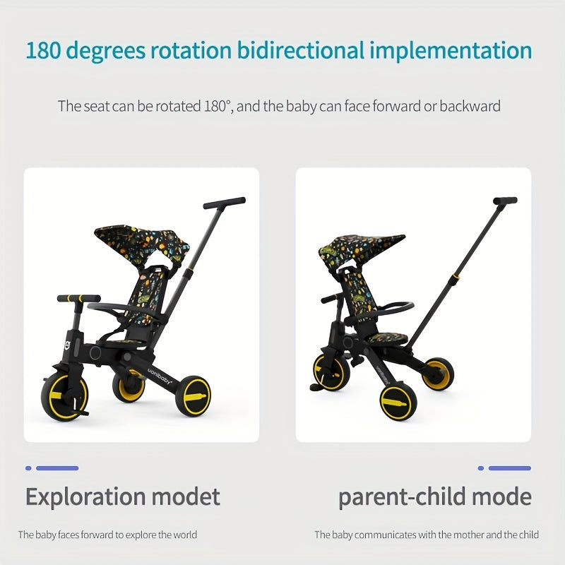 Portable 36 Months Tricycle for Kids with Detachable Awning