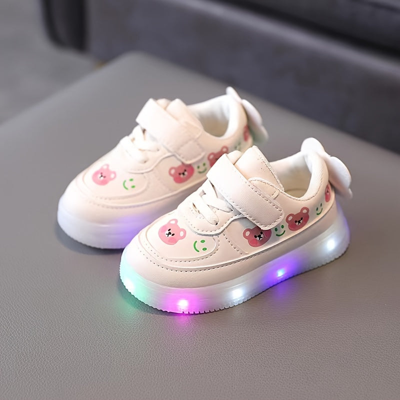 Cartoon Print Low Top Light Up Sneakers for Girls