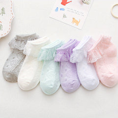 6 Pairs Toddler Girls Ruffle Lace Floral Princess Socks Ankle Socks
