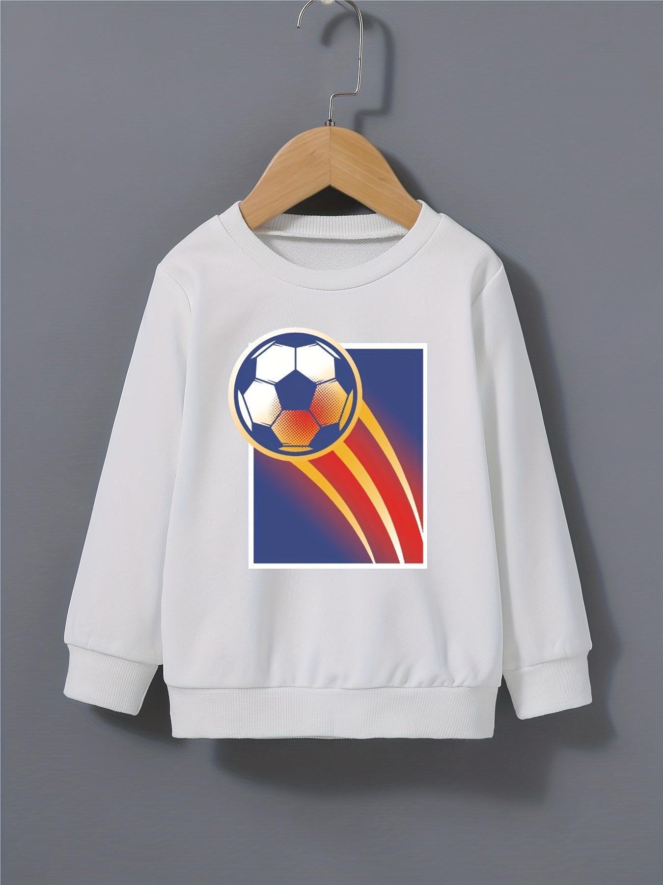 Boys Football Print Sweatshirt - Long Sleeve Crew Neck Top