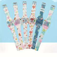 Girls Digital Watch Flamingo Theme Life Waterproof Silicone Strap