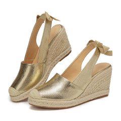 Closed Toe Bandage Espadrille Wedges Sandals for Women