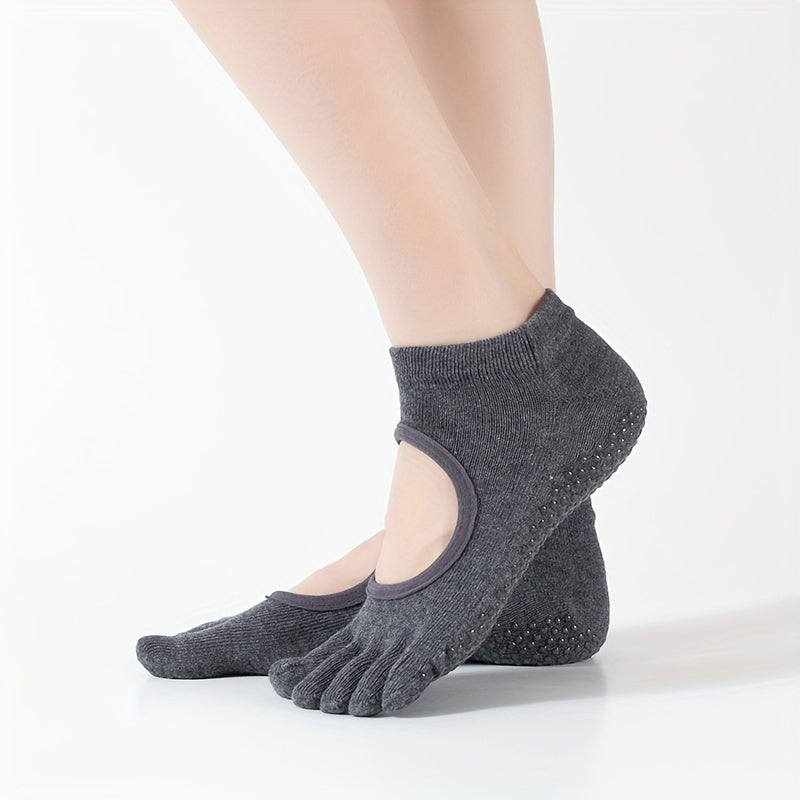 Women's Non Slip Five Toe Yoga Socks Breathable Dance Pilates Socks