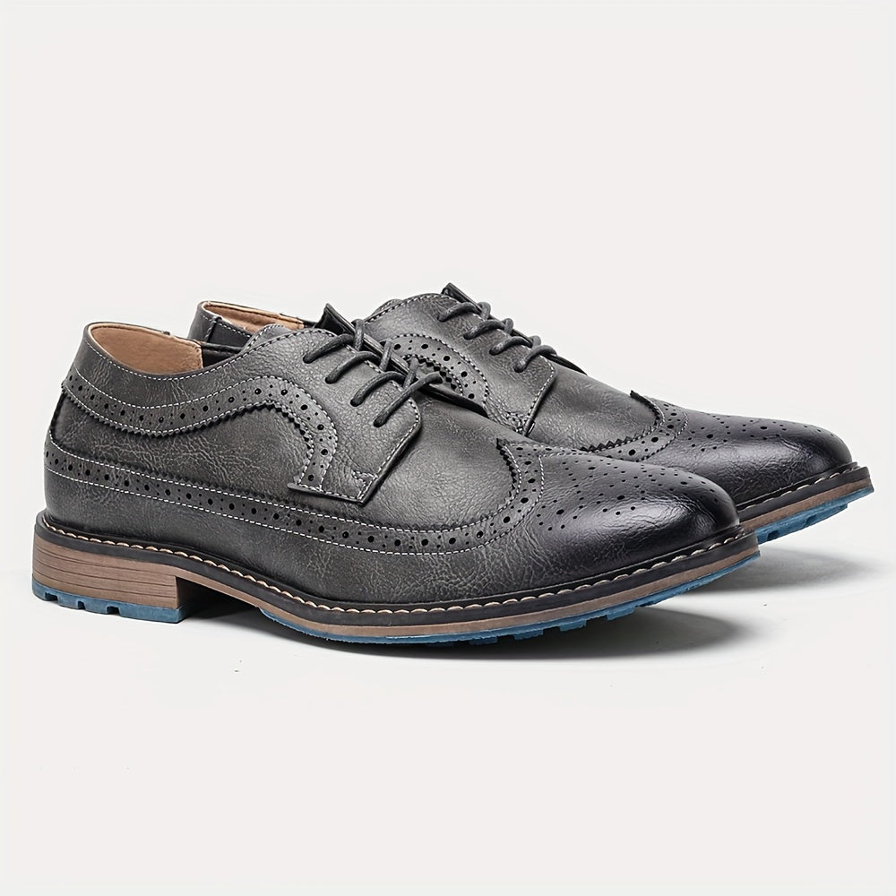 Men's Splicing Brogue Lace up Oxford Shoes