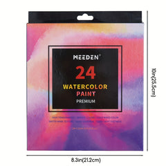 Watercolor Paint 24pcs Set Vibrant Colors 12ml Tubes Rich Pigments Non Toxic