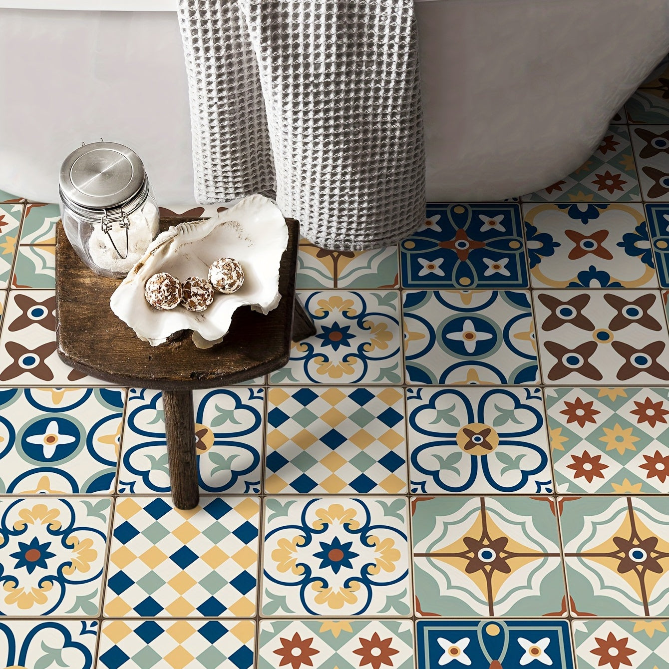 9pcs Moroccan Peel And Stick Tiles Stickers Thick Wallpaper Waterproof