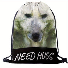 Animal Pattern Drawstring Bag Lightweight Sports Backpack