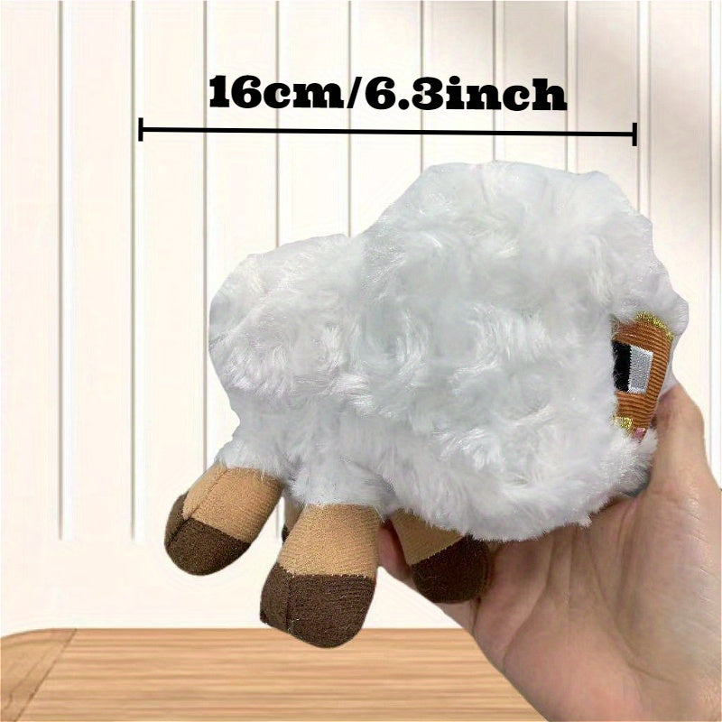 Plush Sheep Toy Stuffed Animal Brown Accents High Fabric Compact Size