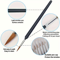 9pcs Ultra Fine Wolf Hair Detail Paintbrush Set for Watercolor Acrylic & Gouache