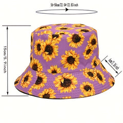 Men's Sunflower Print Bucket Hat Outdoor Sun Hat