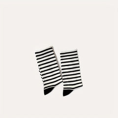 3 Pairs Striped Crew Socks Breathable Sports Women's Stockings