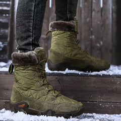 EXSHERO Men's Snow Boots Warm Fleece Outdoor Winter Shoes