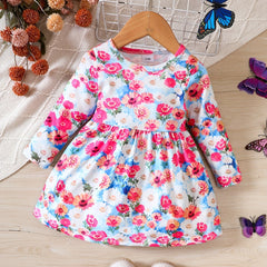 Baby Girls Flower Print Long Sleeve Dress