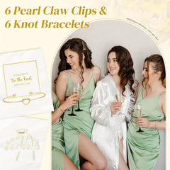 4pcs Bridesmaid Proposal Hair Claw Clips & Knot Bracelet Set