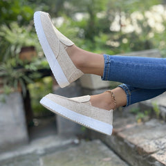 Solid Flat Slip On Low Round Toe Non-slip Soft Sole Shoes