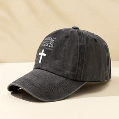 Cross Printed Distressed Baseball Cap Unisex Sun Hat