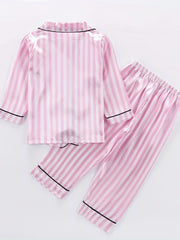 Girls Lounge Wear Button Down Top & Pants Pajamas Set Kids Clothes