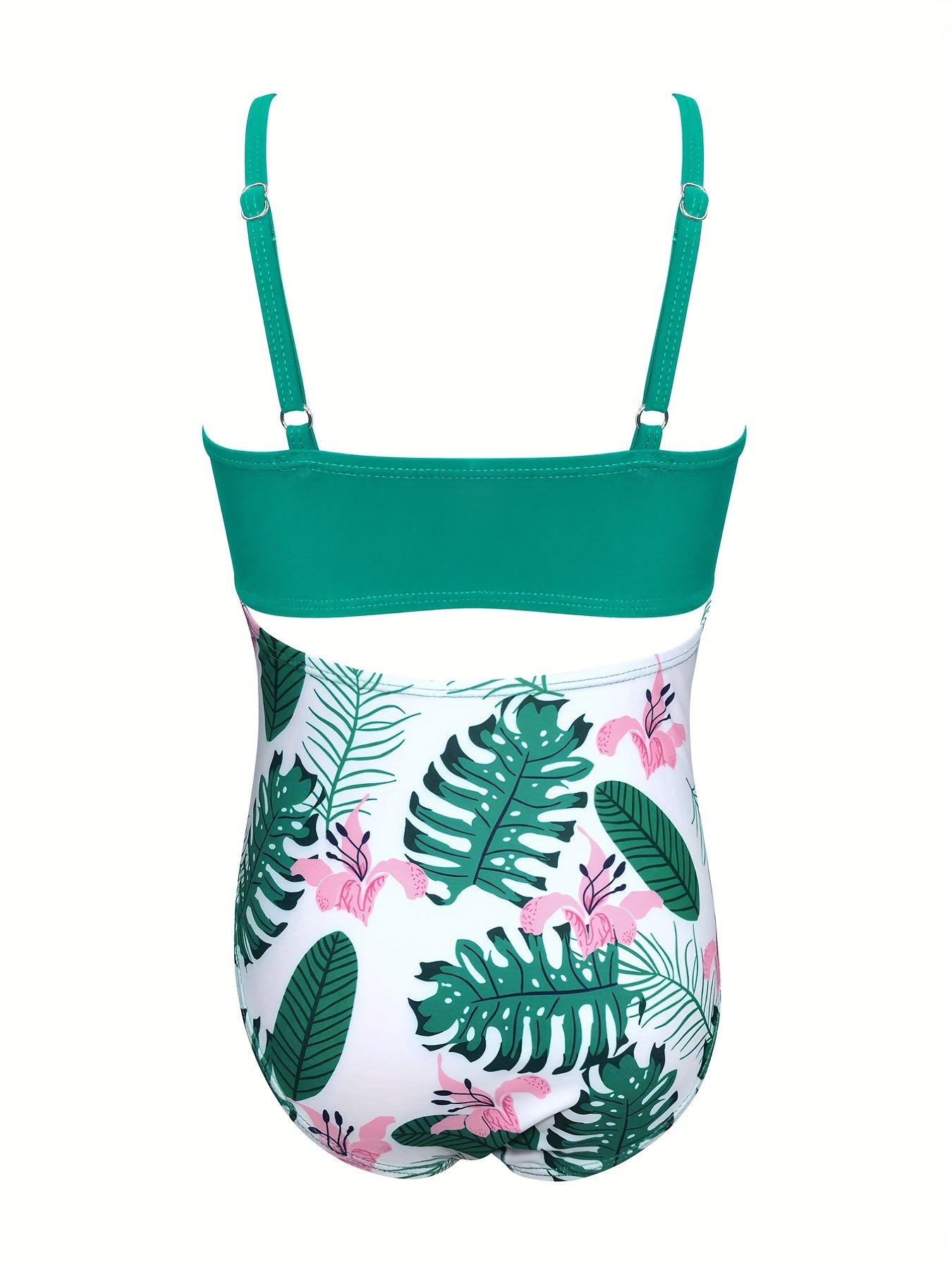 Toddler Girls Flowers Graphic Cut Out Ruffle Cami Swimsuit