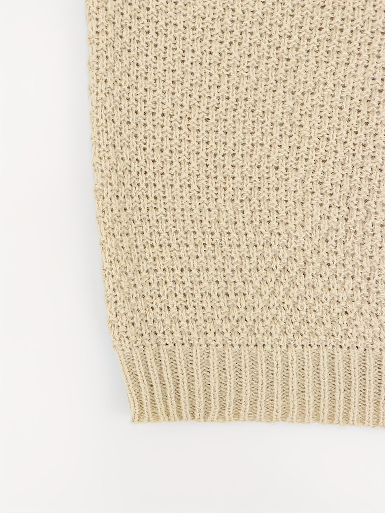 Solid Textured Long Sleeve Round Neck Sweater