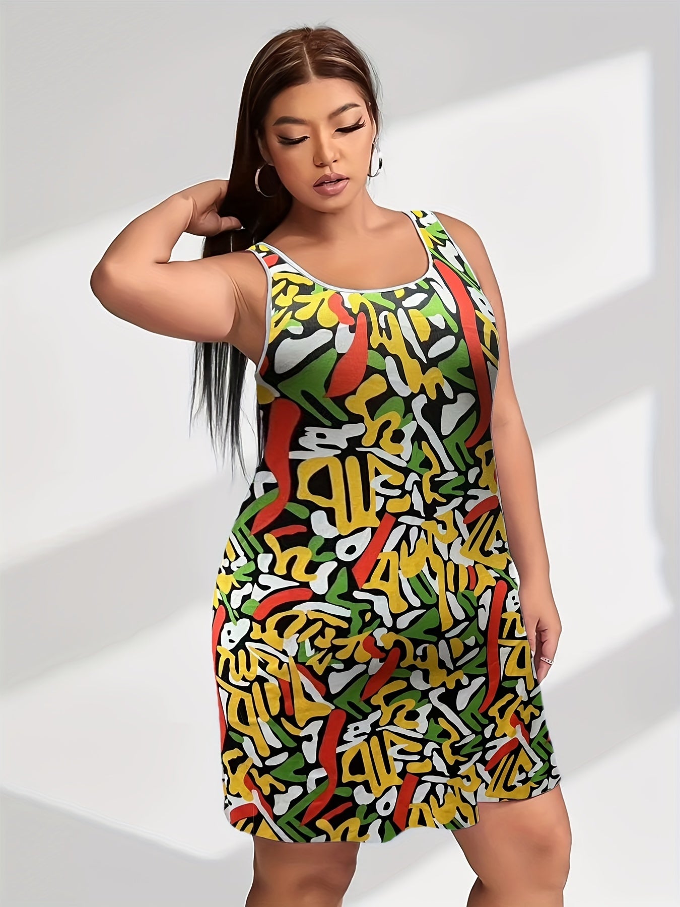 Allover Print Square Neck Stretch Nightdress