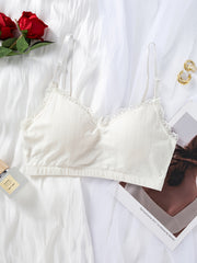 3pcs Lace Trim Wireless Bras Comfy & Breathable Underwear