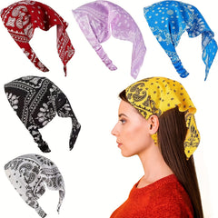 Paisley Print Bandana Candy Elastic Triangle Headscarf Hijab Turban Cap