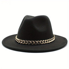 Men's British Style Woolen Jazz Hat Big Brim Felt Hat