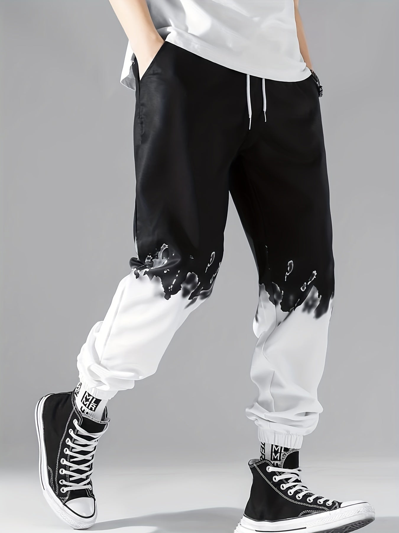 Pattern Drawstring Sweatpants Loose Fit Casual Pants Men's Joggers