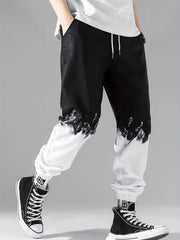Pattern Drawstring Sweatpants Loose Fit Casual Pants Men's Joggers