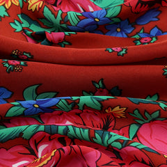 Red Flower Print Bandana Vintage Boho Square Scarf Classic Neckerchief