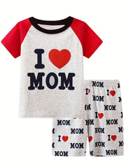 Boys Mom Pajamas Set Short Sleeves Cozy Casual Kids Clothes