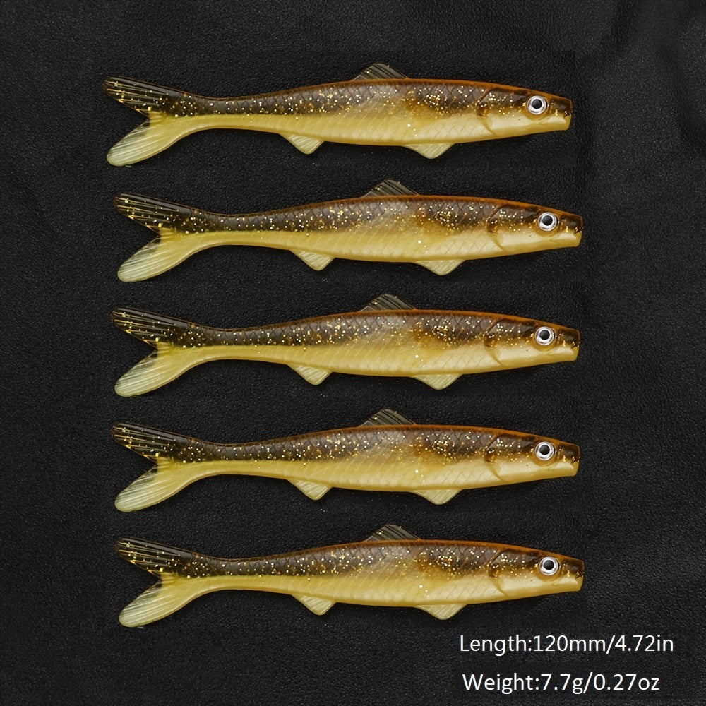 5pcs Fork Tail Soft Lure PVC Bionic Swimbait Fishing Accessories