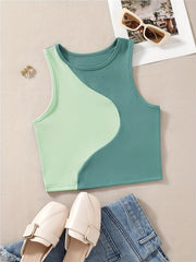 Sleeveless Casual Block Tank Top Summer Women's Clothing