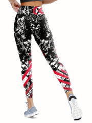 Graffiti Print High Waist Yoga Pants Slim Fit Leggings