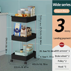 1pc Kitchen Cart Storage Rack Floor Rotating Seasoning Rack Movable Storage Rack