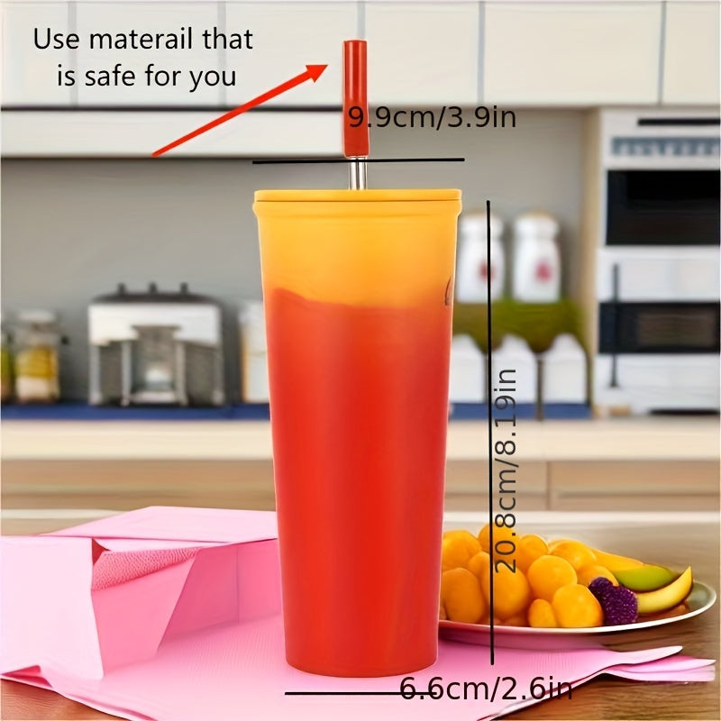 Insulated Stainless Steel Straw Water Cup 24oz Outdoor Sports Fitness Travel