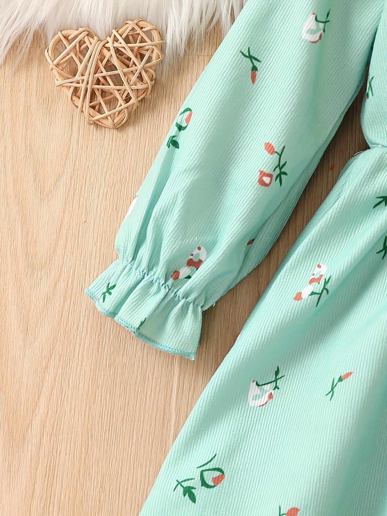 Girls Ruffle Collar Floral Dress And Hat Set
