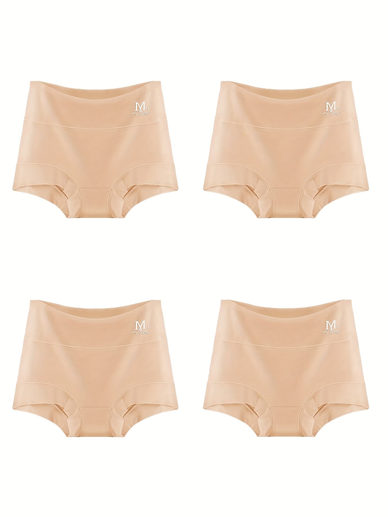 4 Pack Plus Size Basic Boyshorts Women's Plus High Rise Tummy Control Boyshorts