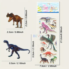 12 Sheets 3D Dinosaur Stickers for Kids - Waterproof DIY Skateboard Wall Decor