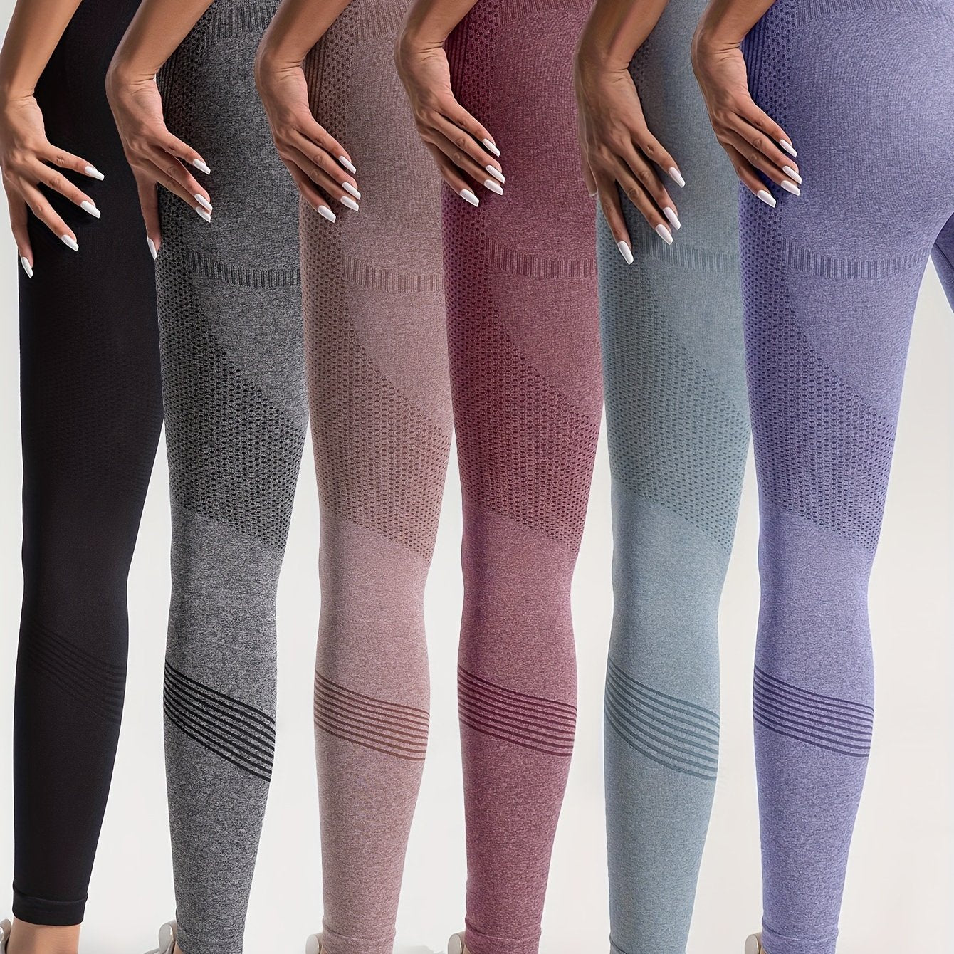 6Pcs High Stretch Yoga Pants High Waist Slim Fit Fitness Workout Leggings Women