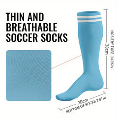 3 Pairs Football Knee High Socks Breathable NonSlip Sport Socks