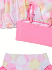 Girls Ruffle Trim 3pcs Bikini Set
