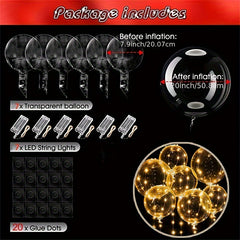 LED Light up Balloons 7pcs with 7 LEDs 3.0 Meter Light Strings