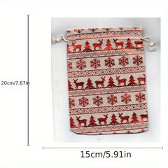 24pcs Burlap Christmas Drawstring Bags Small Linen Treat Bags