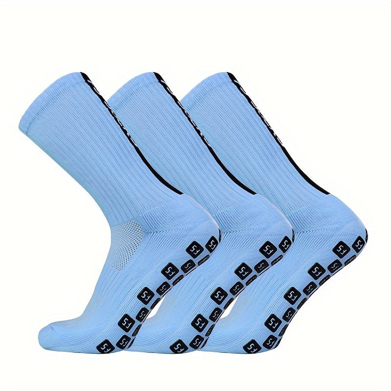 3 Pairs Men's Mid Calf Sport Socks Absorb Sweat Comfy Breathable Socks
