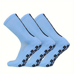 3 Pairs Men's Mid Calf Sport Socks Absorb Sweat Comfy Breathable Socks