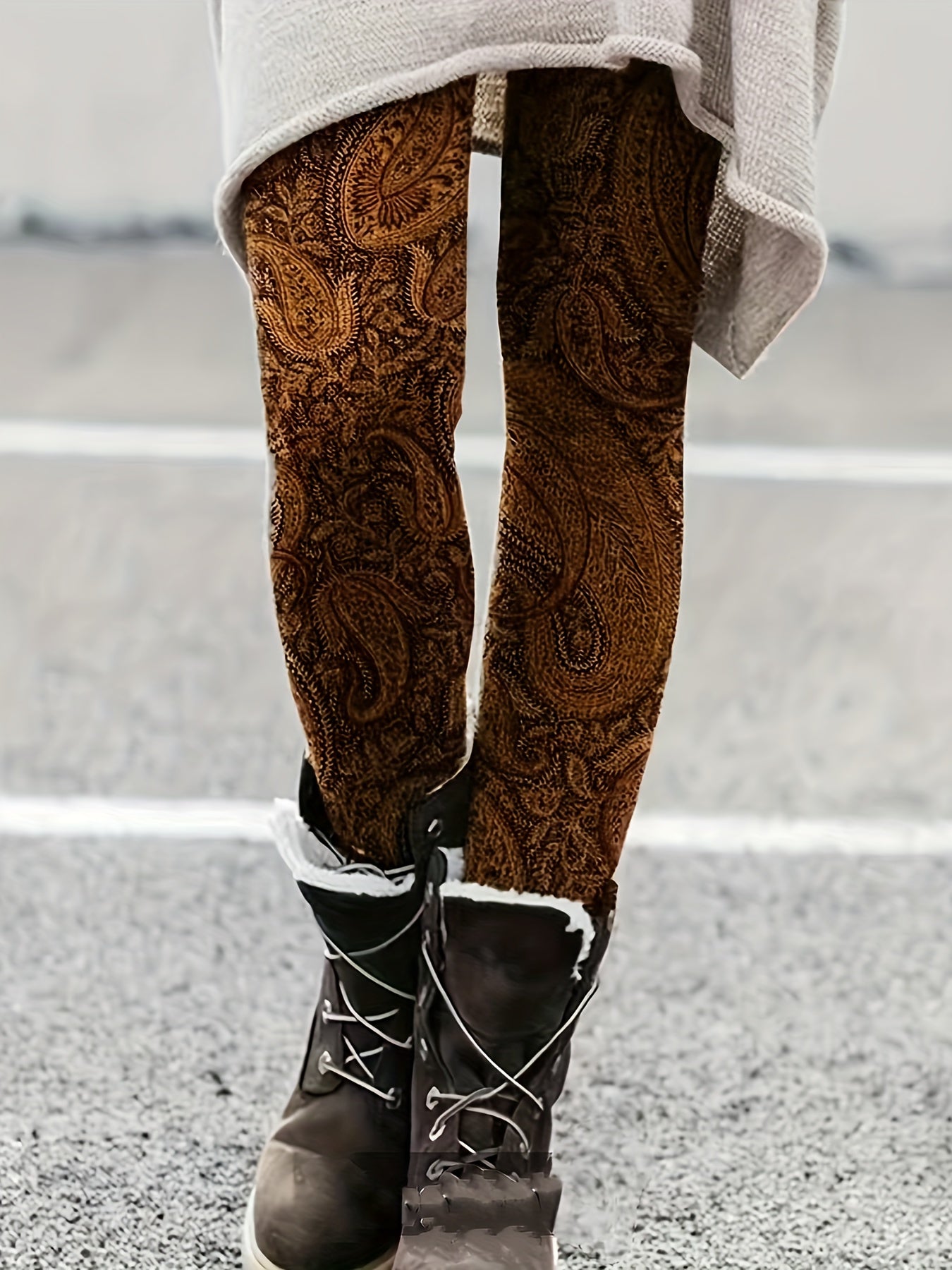 Retro Leggings Women's Paisley Print High Stretch Leggings