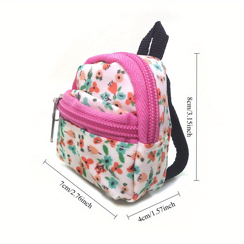 1:12 Schoolbag Floral Pink Strap Zipper Dollhouse Accessory